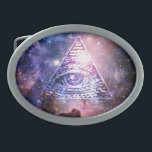 Illuminati nebula oval belt buckle<br><div class="desc">Hello and welcome,  this  design was realized by myself. 
This design shows an eye of providence in a space scenery,  in the middle of a nebula.

#illuminati #funnygift #nebula #space #eyesofprovidence #uniquegift #universe, </div>