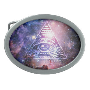 Illuminati nebula oval belt buckle