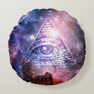 Illuminati nebula round pillow