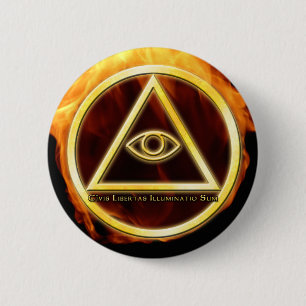Illuminati on Fire 2 Inch Round Button