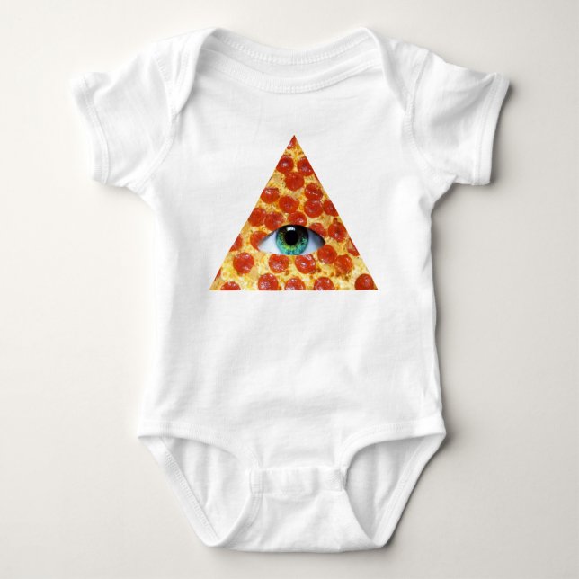 Illuminati Pizza Baby Bodysuit (Front)