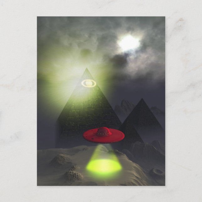 Illuminati Pyramid and UFO Postcard (Front)