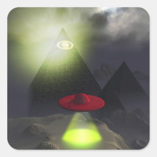 Illuminati Pyramid and UFO Sticker
