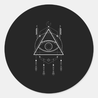 Illuminati Symbol Masonic Conspiracy Dream Catcher Classic Round Sticker