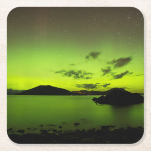 Illuminating Aurora Square Paper Coaster
