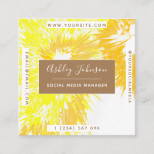 Illuminating Modern Tie Dye Colourful Vibrant Square Business Card