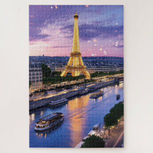 Illuminating Paris Eiffel Tower Night Scene Jigsaw Puzzle
