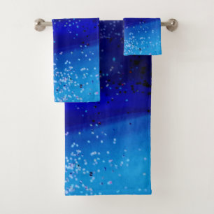 Illuminating Sparkly Blue Confetti Bath Towel Set