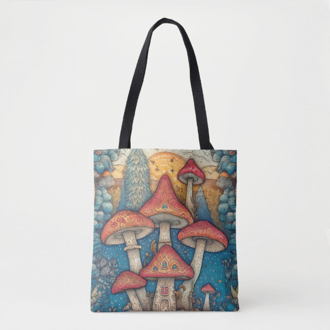 Illuminating Wild Mushroom Dwelling Tote Bag (Front)