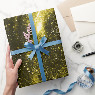 Illuminating yellow abstract galaxy wrapping paper