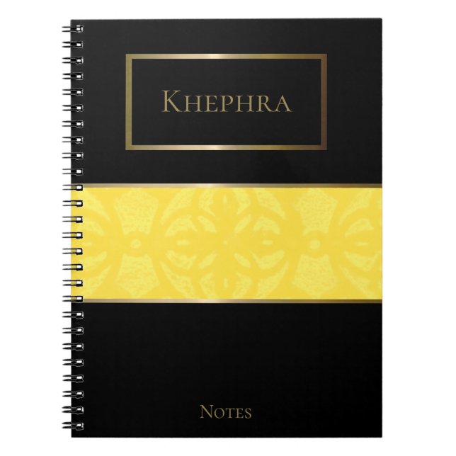 Illuminating Yellow Batik Simple Watercolor Name Notebook (Front)
