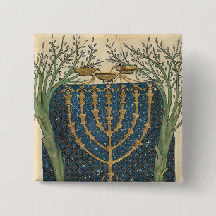 Illumination of a menorah, from 2 inch square button