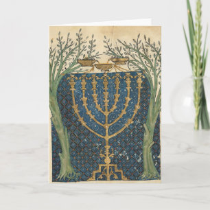 Illumination of a menorah, from holiday card