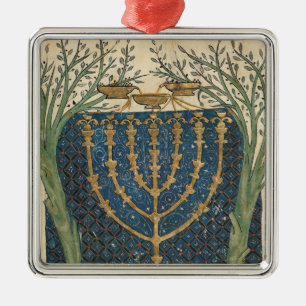 Illumination of a menorah, from metal ornament