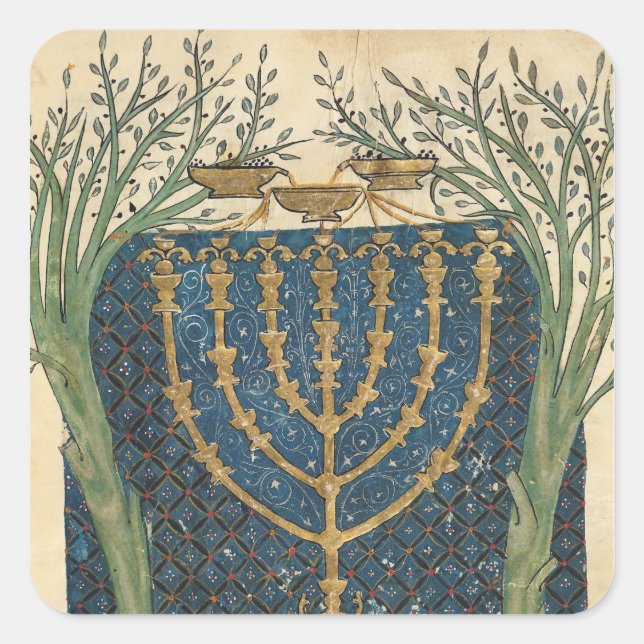 Illumination of a menorah, from square sticker (Front)