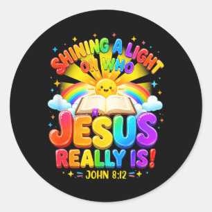 Illumination Station Shining A Light On Who Jesus Classic Round Sticker
