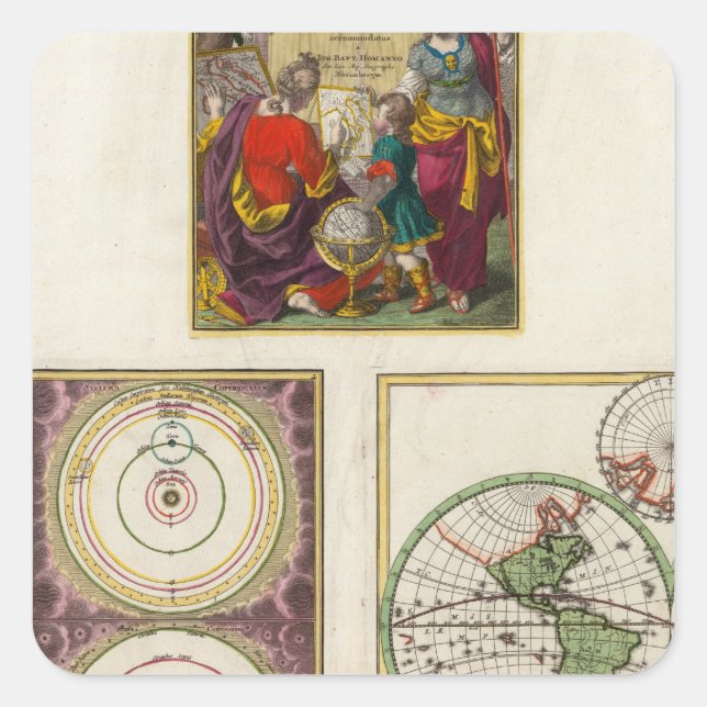 Illus Title Page Solar system, Charte vom Globo Square Sticker (Front)