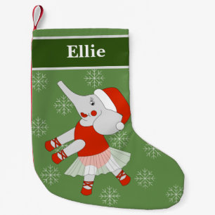 illusima Ballerina Elephant Christmas Snowflakes Small Christmas Stocking