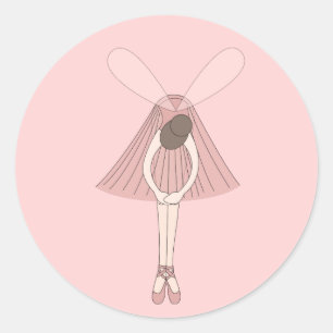 illusima Ballerina Fairy Light Pink Classic Round Sticker