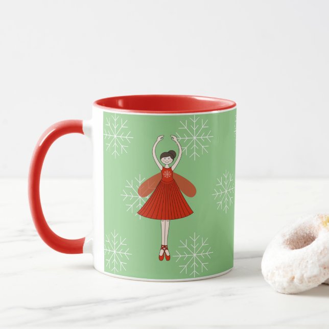 illusima Ballerina Fée Noël Snowflakes Mug (Avec donut)