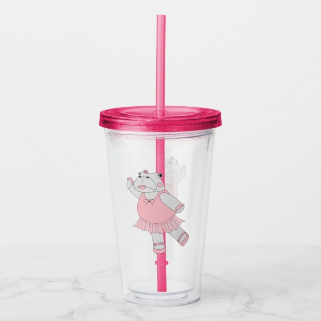 illusima Ballerina Hippo Acrylic Tumbler (Front)