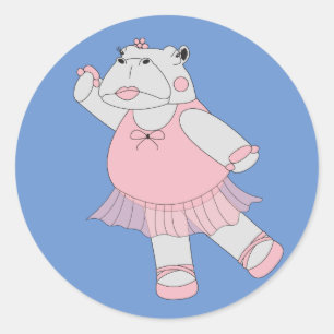 illusima Ballerina Hippo Blue Classic Round Sticker