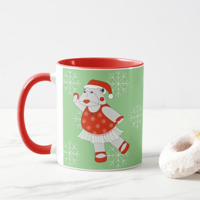 illusima Ballerina Hippo Noël Snowflakes Mug (Avec donut)