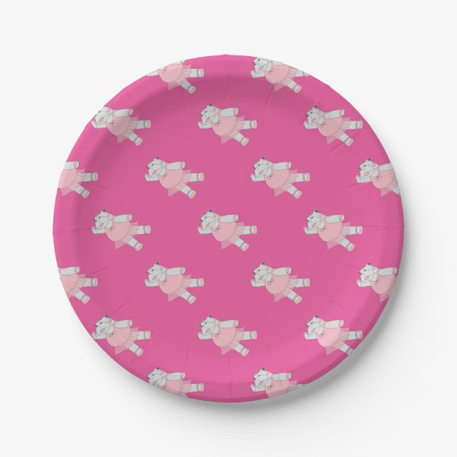 illusima Ballerina Hippo Paper Plate (Front)