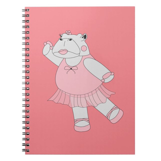 illusima Ballerina Hippo Peach Notebook (Front)