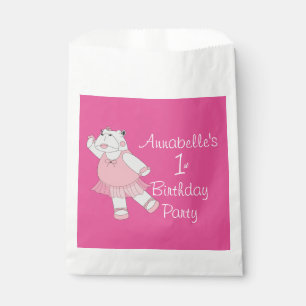 illusima Ballerina Hippo Pink 1st Birthday Favour Bag