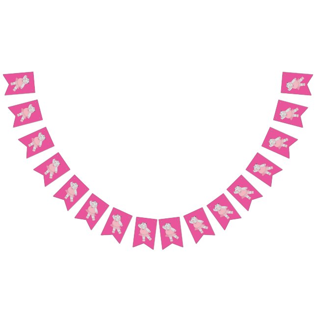 illusima Ballerina Hippo Pink Bunting Flags (All)