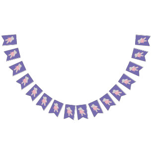 illusima Ballerina Hippo Purple Bunting Flags