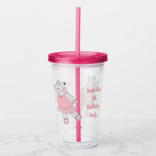 illusima Ballerina Hippo With Text Acrylic Tumbler