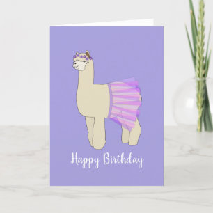 illusima Ballerina Llama Purple Birthday Card