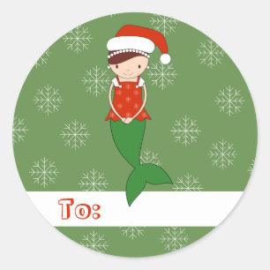 illusima Ballerina Mermaid Christmas Snowflakes Classic Round Sticker