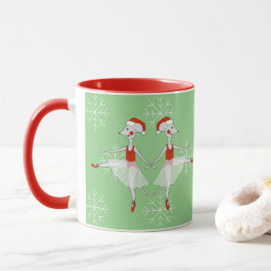 illusima Ballerina Mice Christmas Snowflakes Mug