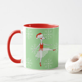 illusima Ballerina Mouse Christmas Snowflakes Mug