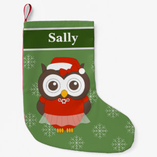 illusima Ballerina Owl Christmas Snowflakes Green Small Christmas Stocking