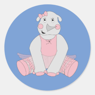 illusima Ballerina Rhino Blue Classic Round Sticker