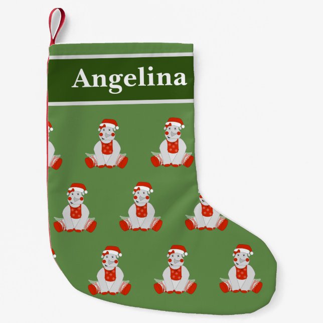 illusima Ballerina Rhino Christmas Pattern Small Christmas Stocking (Front)