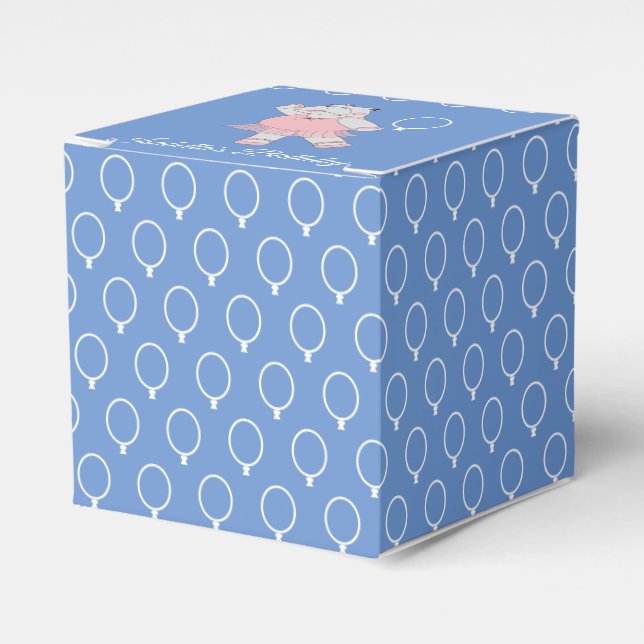 illusima Ballet Hippo Balloon Pattern Blue Favor Box (Front Side)