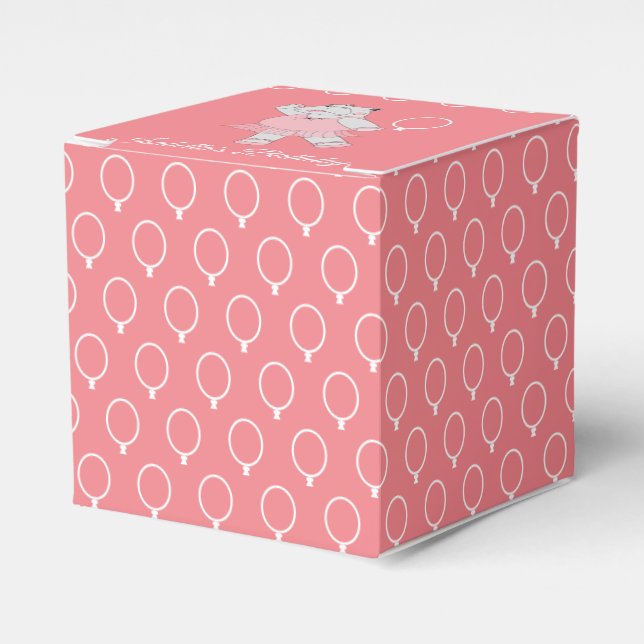 illusima Ballet Hippo Balloon Pattern Peach Favor Box (Front Side)