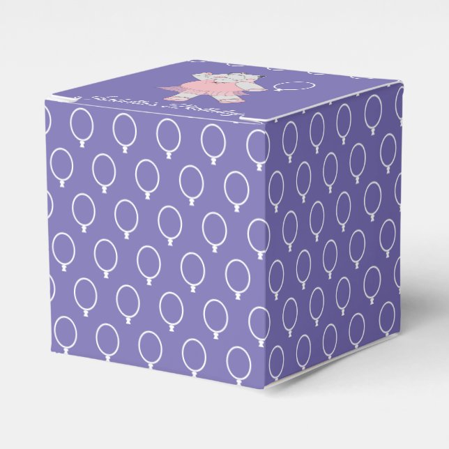 illusima Ballet Hippo Balloon Pattern Purple Favor Box (Front Side)