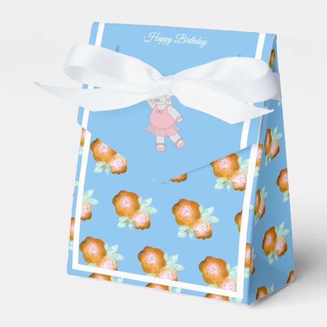 illusima Ballet Hippo Gold Rose Birthday Gift/ Favor Box (Front Side)