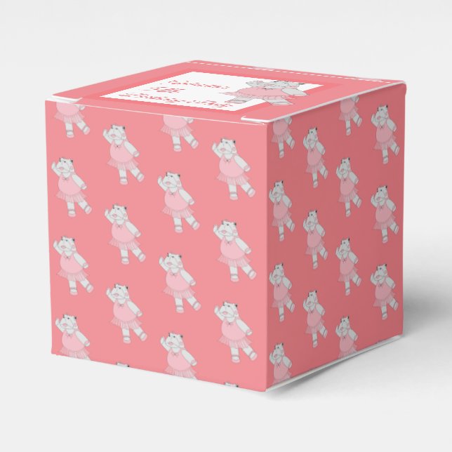 illusima Ballet Hippo Pattern Peach Birthday Party Favor Box (Front Side)