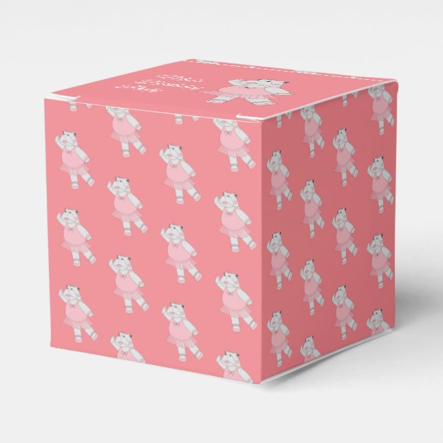 illusima Ballet Hippo Pattern Peach Birthday Party Favor Box (Front Side)
