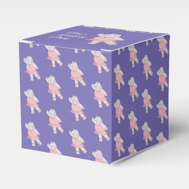 illusima Ballet Hippo Pattern Purple Birthday Favor Box (Front Side)