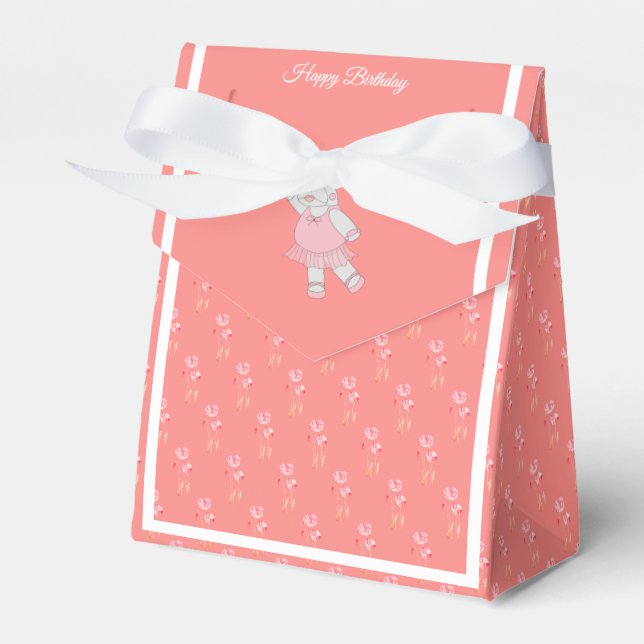 illusima Ballet Hippo Pink Tulips Peach Gift/ Favor Box (Front Side)