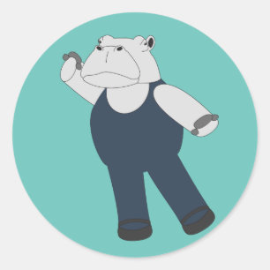 illusima Ballet Hippo Turquoise Classic Round Sticker