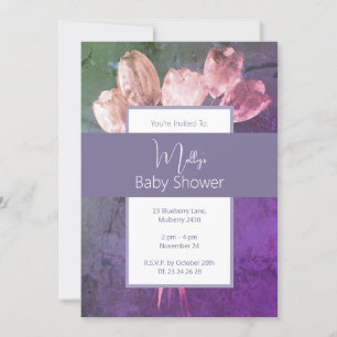 illusima Boho Watercolour Tulips Baby Shower Invitation